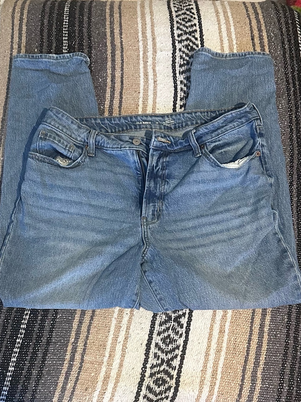 Old Navy Women’s Light Blue OG Straight Leg Jeans | Size 14